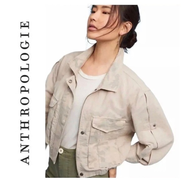 ANTHROPOLOGIE HEI HEI Roman Linen Blend Camo Jacket Size S - Picture 2 of 12